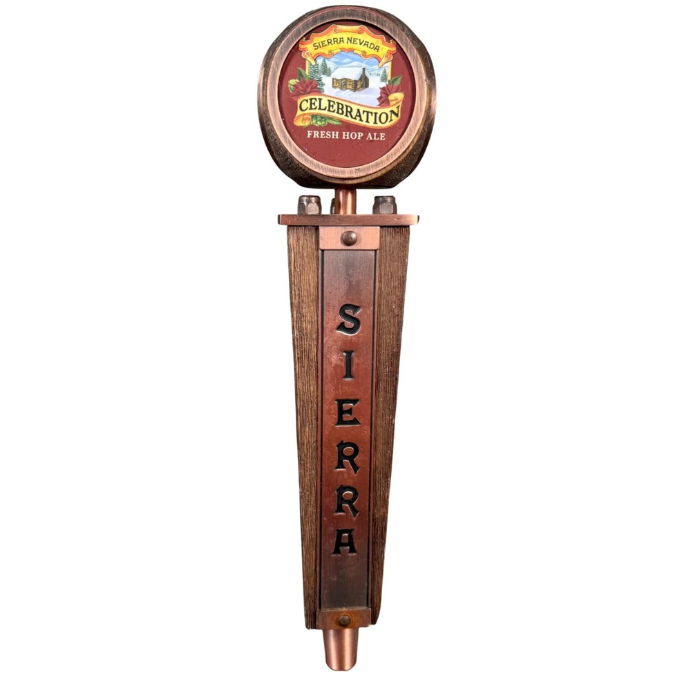 Sierra Nevada Celebration Fresh Hop Ale Beer Tap Handle Copper Wood Brown